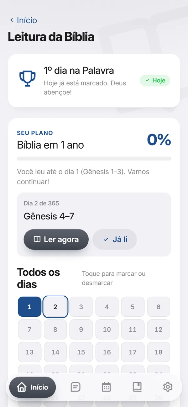 Plano de leitura da Bíblia em 1 ano